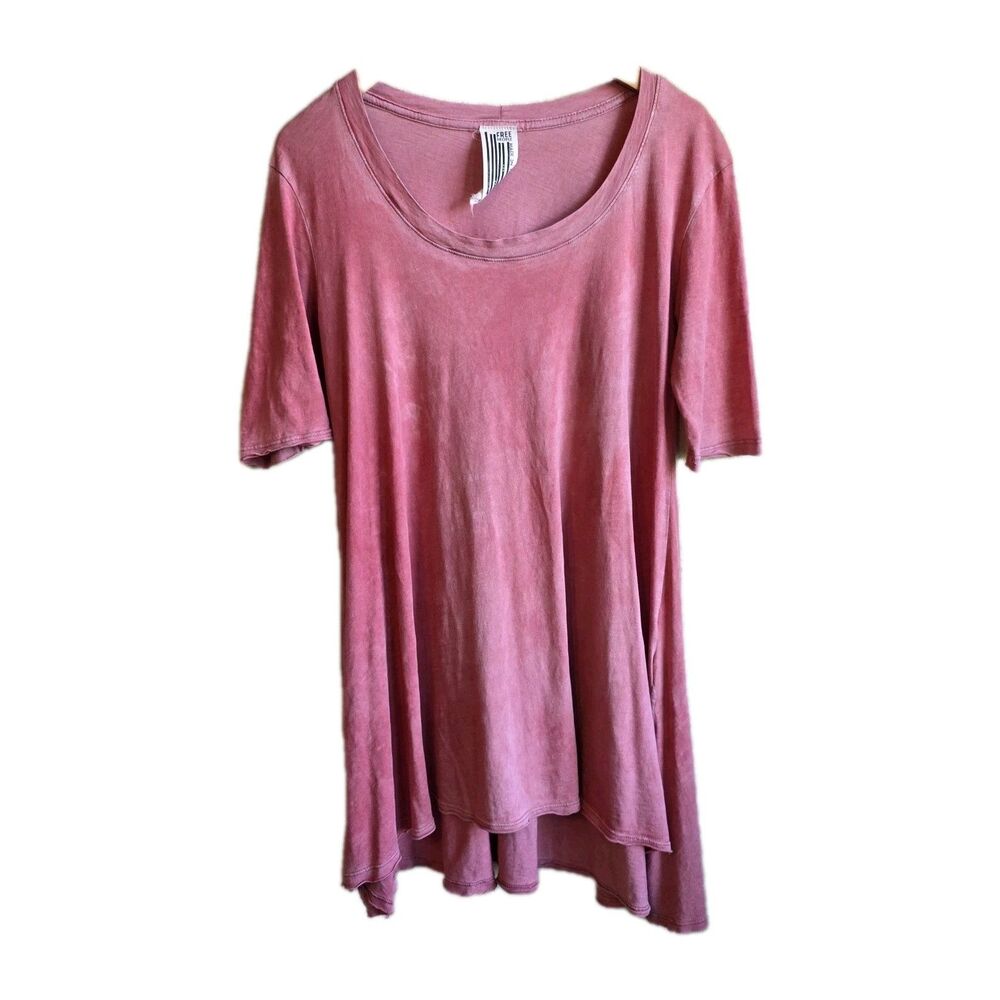 Free People Small Washed Pink Classic Tunic Cotton T-shirt Bohemian